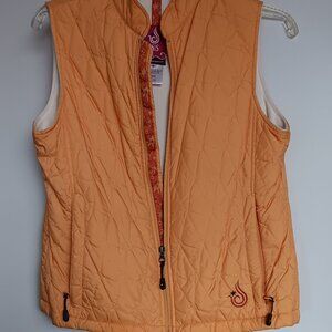 Ltwt vest w breathable lining + starburst designed border (tangerine/gold)